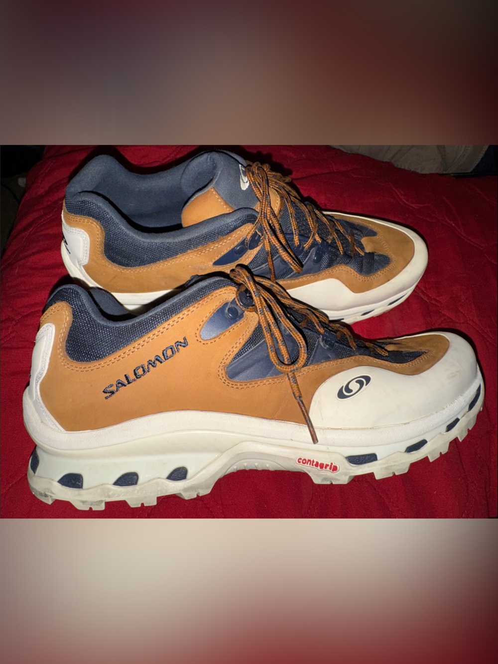 Salomon Brown and Navy Outdoor Trail Boots